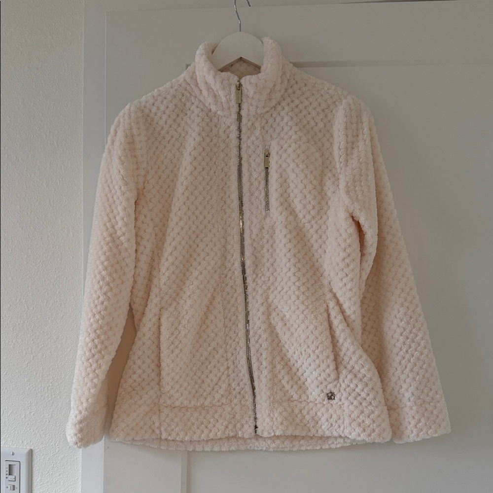 Calvin Klein Women's Cream Textured Zip up Jacket